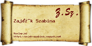 Zaják Szabina névjegykártya